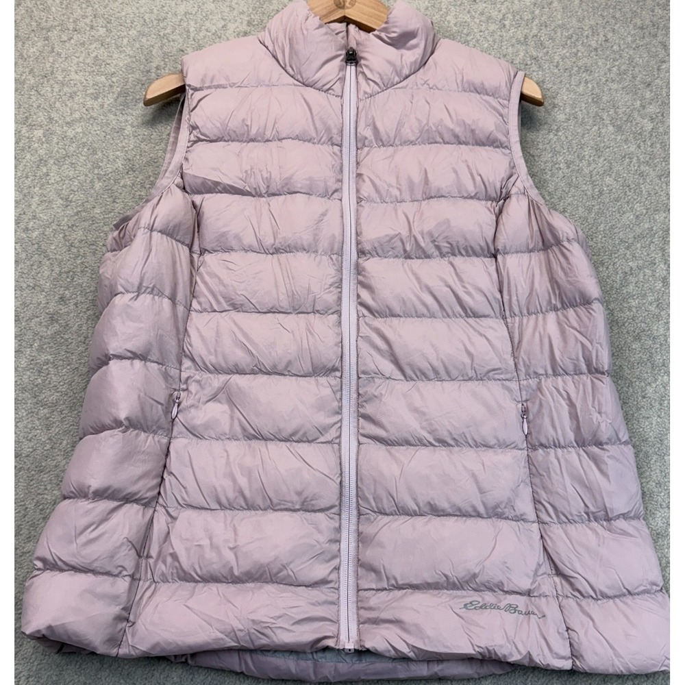 Eddie Bauer Womens EB650 Down Fill Puffer Vest Light Purple Full Zip Pockets L - Picture 1 of 7